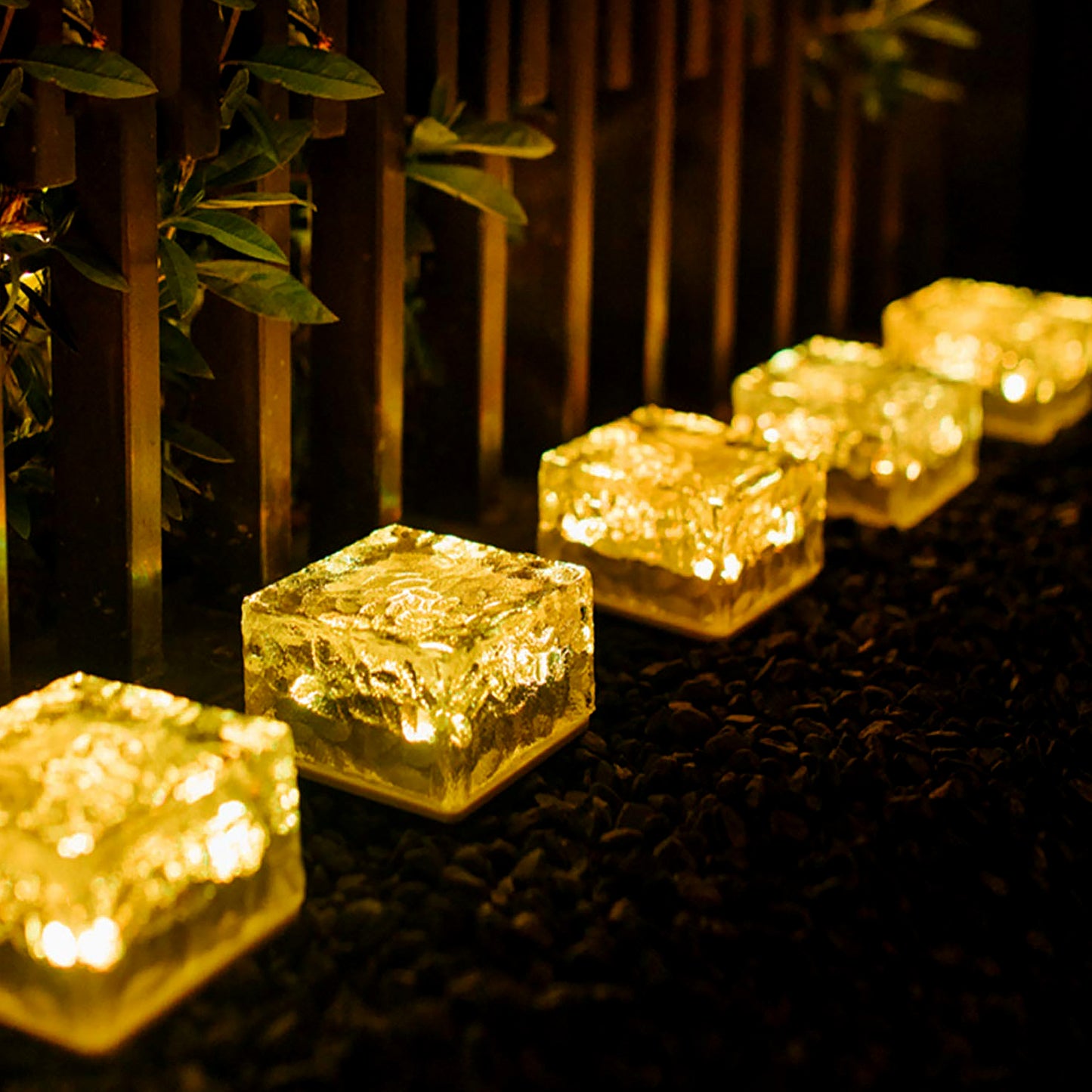 8557solar Ice Cube Shaped Garden Light Ice Cube Shaped Garden Warm Light Outdoor Solar Garden Decorative Lights For Walkway Pathway Backyard Christmas Decoration Parties - Springkart