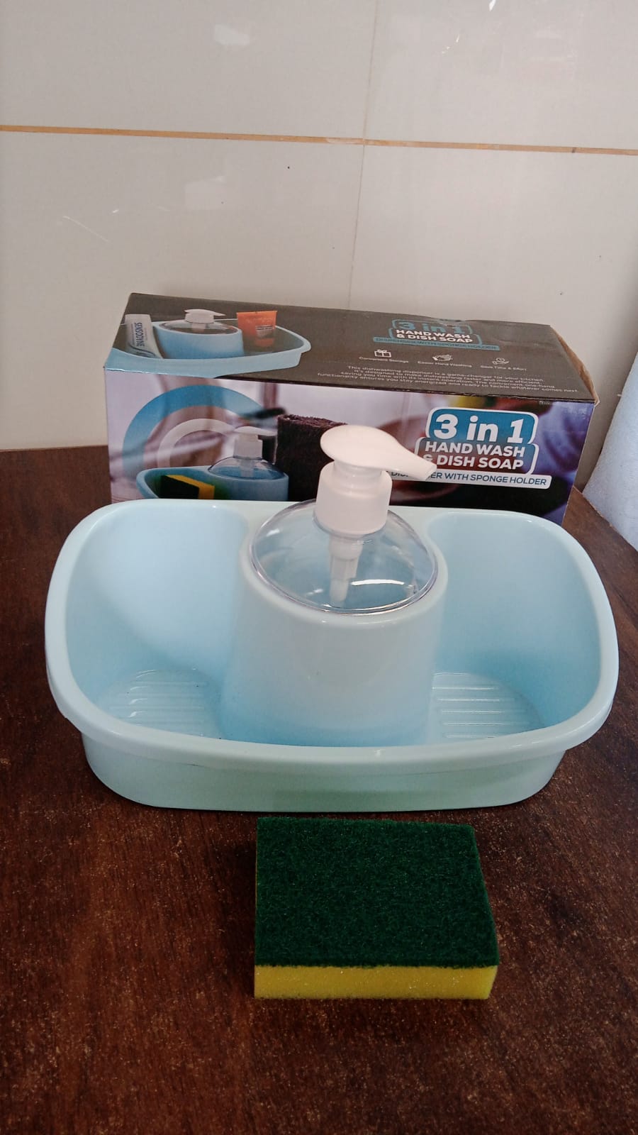 3 in 1 Hand wash Liquid Soap Dispenser with Sponge Holder (1 Set) - Springkart
