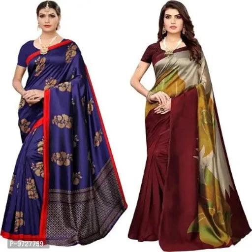 Attractive Silk Blend Saree with Blouse piece For WomenPack of 2 - Springkart