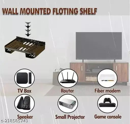 Heavy Duty Wall & Ceiling Mounts for 14 to 42 inch LED/LCD TV (Black) with Set Top Box/DTH Stand - Wall Mount Stand/WiFi Router Stand, Black (Ideal for All Type of Set Top Box)