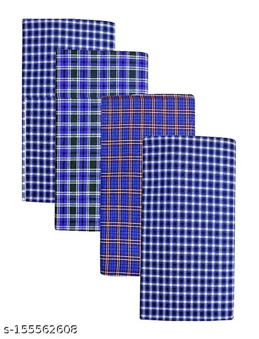 Feather Green men's Cotton checkered lungi Pack of 4 - Springkart