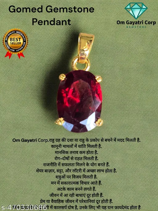 7.25 Ratti Gomed Hessonite Stone Panchdhaatu Pendant for Man and Women(Lab - Tested) - Springkart