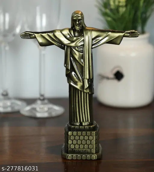 Christ The Redeemer Bronze Finish Metal Statue Jesus Showpiece for Home Decor - Springkart