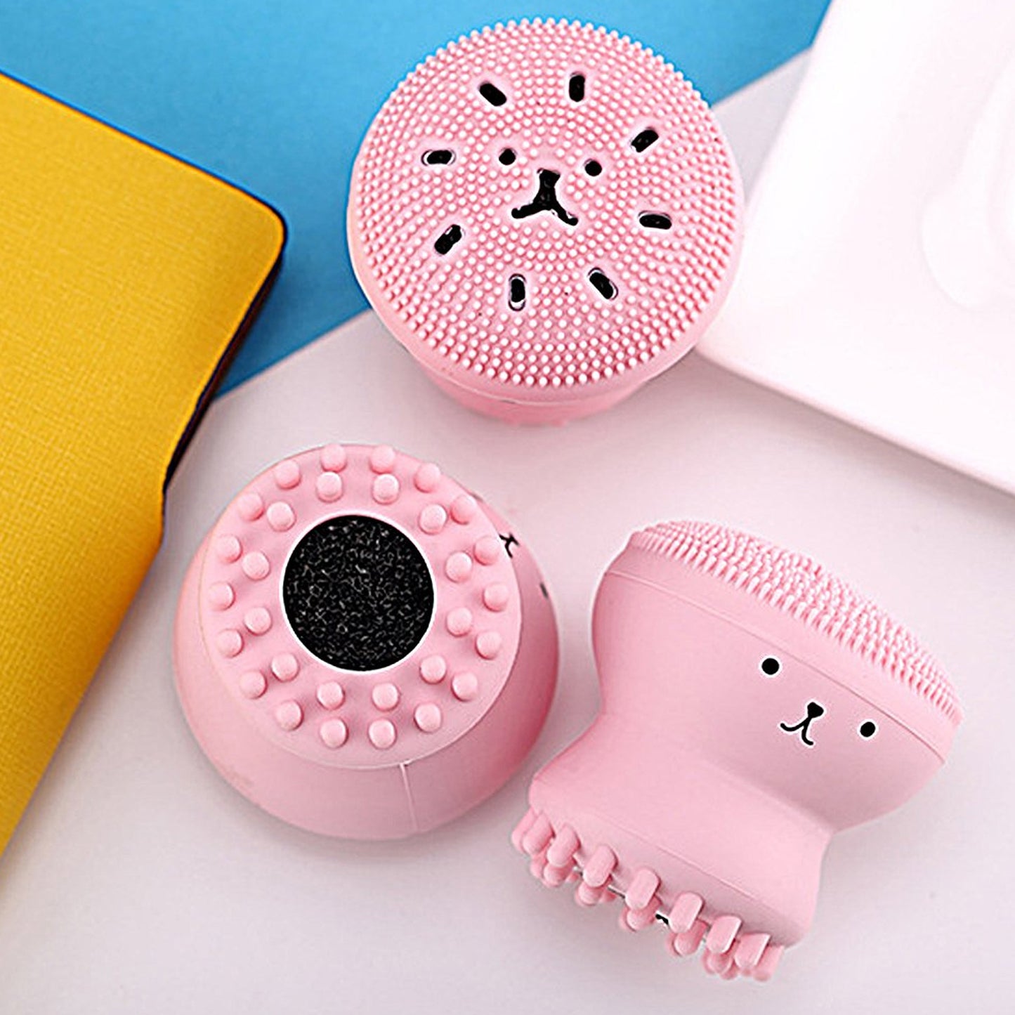 1671 Facial Cleansing Brushes Cute Octopus Shape Silicone Face Scrubber Massager Skincare Tool (1pc) - Springkart