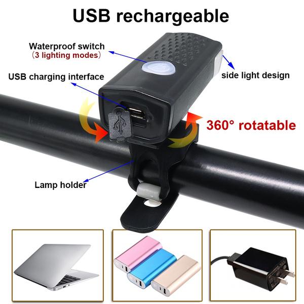 1637 Usb Rechargeable Bicycle Light Set 400 Lumen Super Bright Headlight Front Lights - Springkart