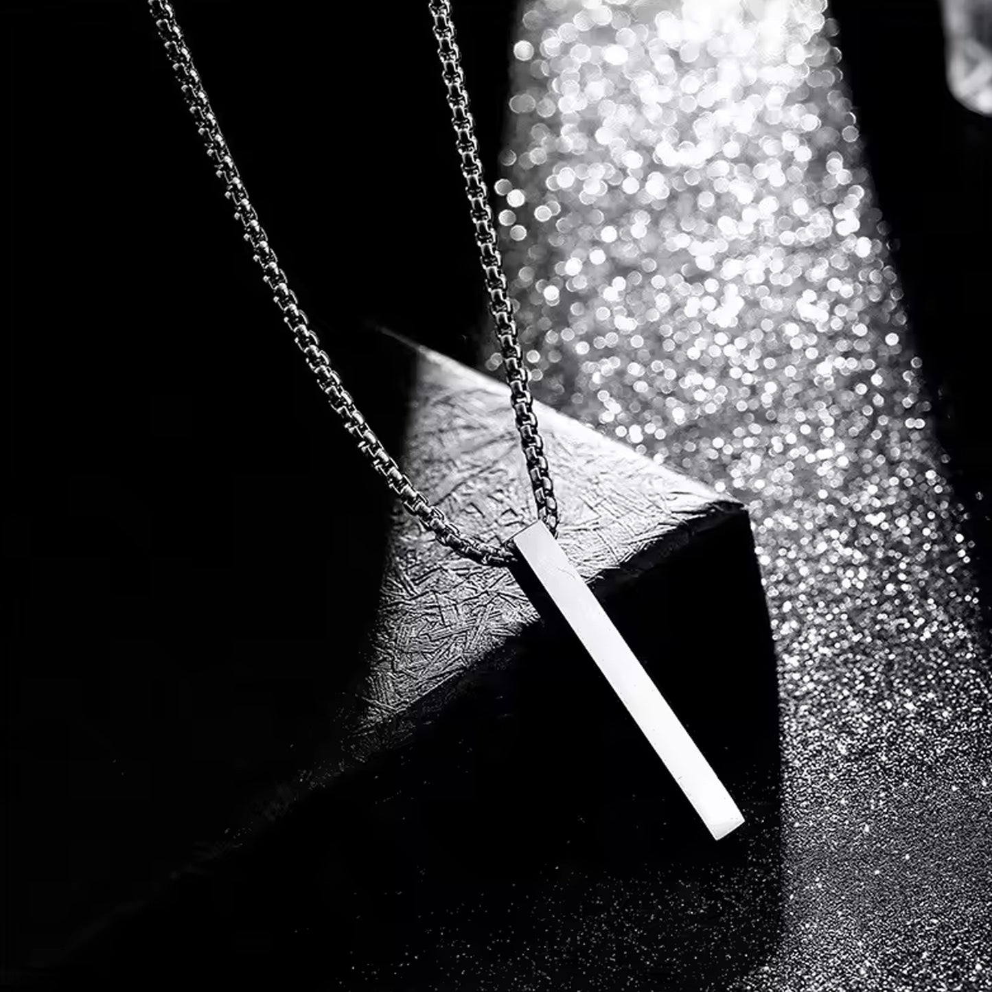 Stainless Steel Plain Stick Shape Locket With Chain (1 Pc) - Springkart