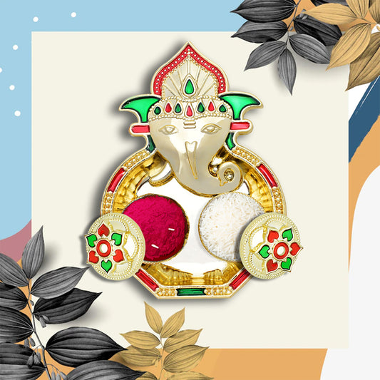 5998 Ganesha Shaped Haldi Kumkum Thali Holder Pooja Return Gift Indian Housewarming Gifts Shivratri Wedding Favor Navarathri Favors Baby Shower Janmashtami Rakasha Bandhan Special - Springkart