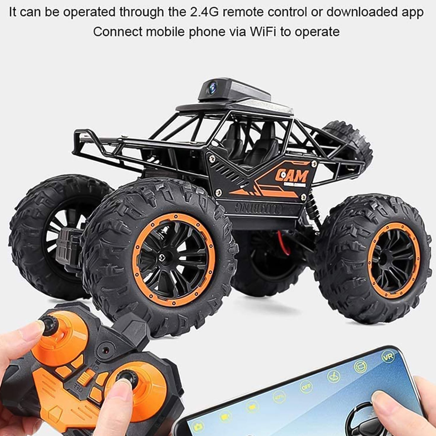 17901 Remote Control Car With Camera Off-road Remote Control Truck Monster Trucks For Boys 8-12 Birthday Gift For Kids Adults Gift For Boys And Girls Hd Camera Rock Crawler Monster Truck Toy - Springkart
