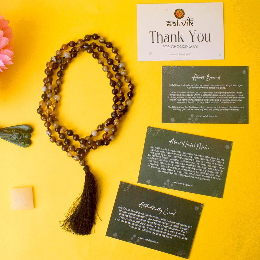 Buy Premium Hakik Jap Mala Crystal Brown & Black | Cosmic Power Mala