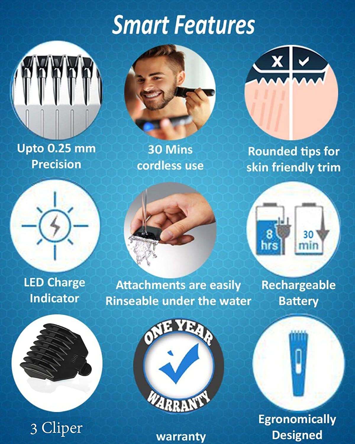 1437 Ns-216 Rechargeable Cordless Hair And Beard Trimmer For Mens - Springkart