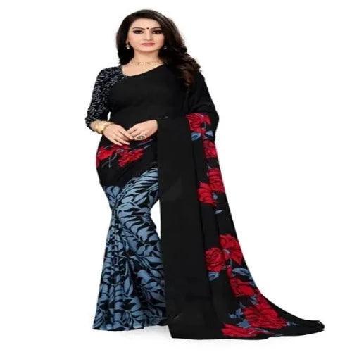 Women's Faux Georgette Printed Saree With Blouse Piece - Springkart