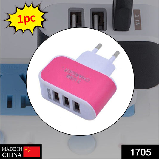Triple USB 3 Port Wall AC Adapter Charger for Mobile Phone (1Pc Only) - Springkart