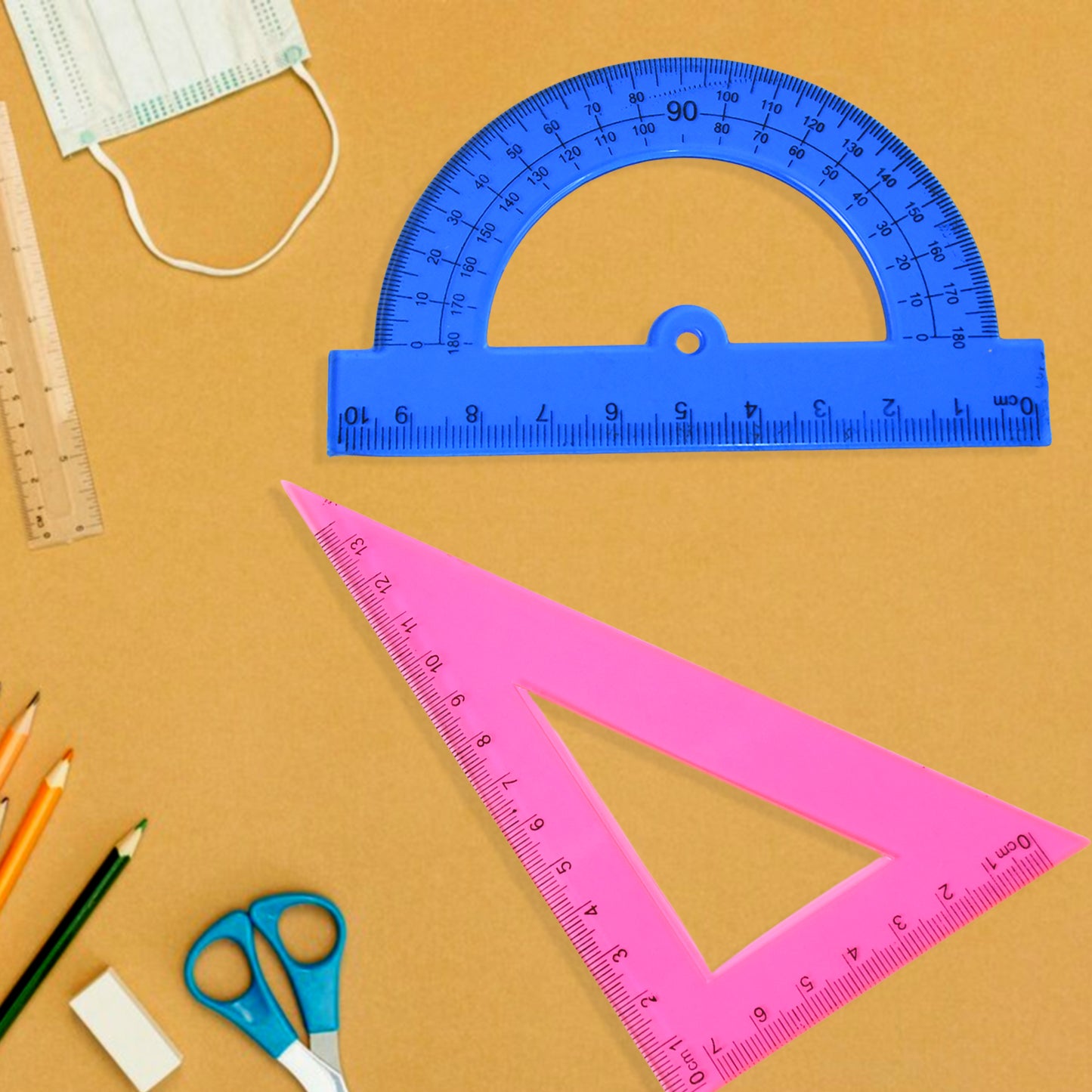 4-piece Geometry Set Triangle Ruler Protractor Straight Ruler - Springkart