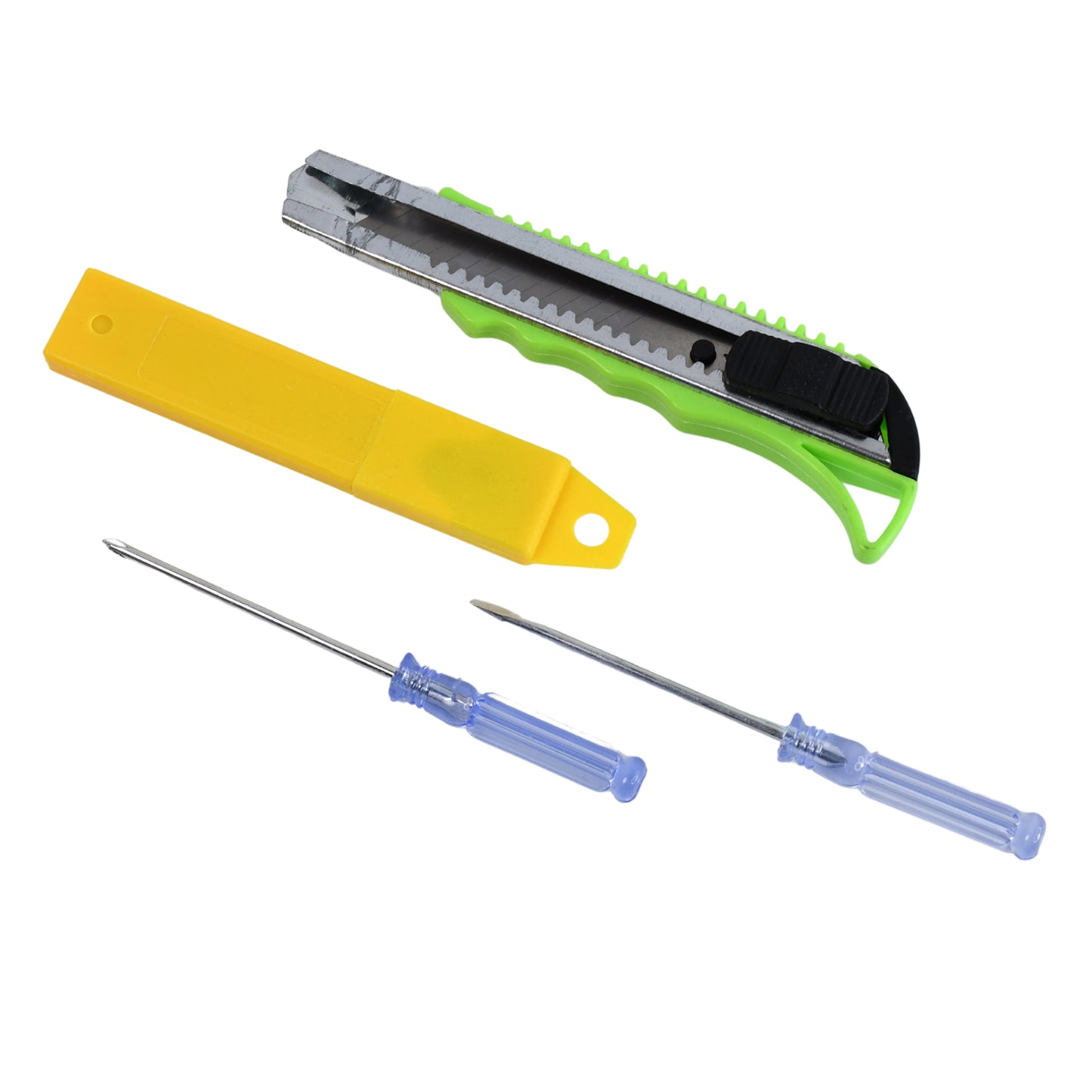 Heavy Duty Working Cutter Knife With Replacement Blade 2 Screwdriver Hand Tool (4 Pc Set) - Springkart