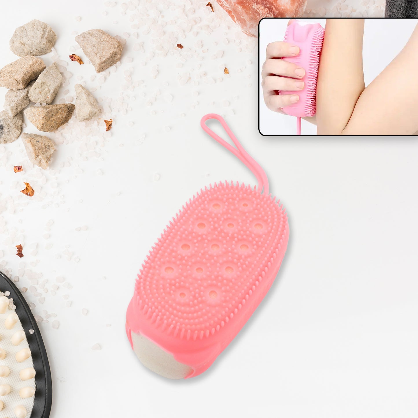 1436 Silicone Super Soft Silicone Bath Brush Double-sided Body Scrubber Brush For Deep Cleasing Exfoliating Ultra-soft Scrubber(1 Pc) - Springkart