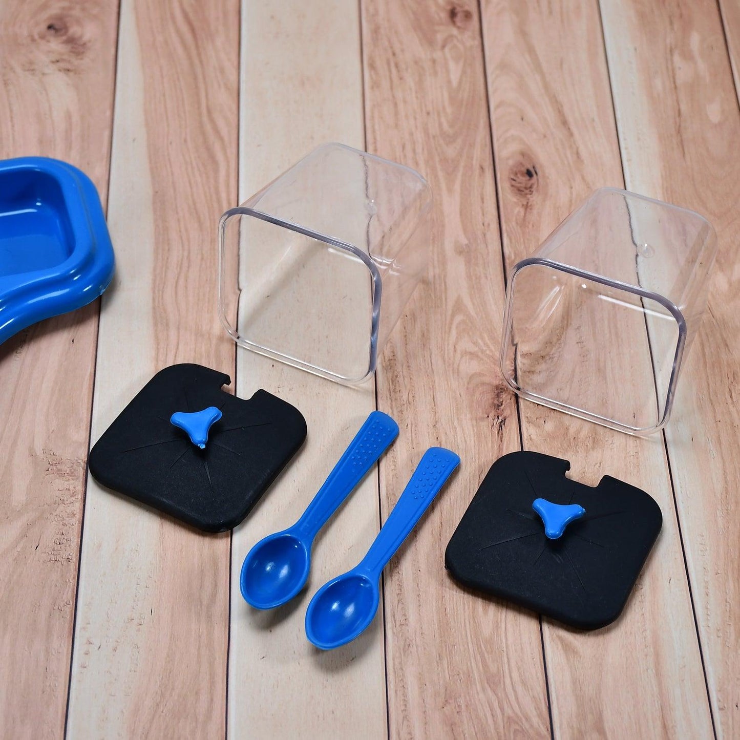 0148 Dining Table Stand 2 Pcs Pickle Jar Spice Tray Spoons Virgin Plastic Kitchen Storage Container Serving Salt Pepper Sauces Chutney Masala Mukhwas Aachar - Springkart