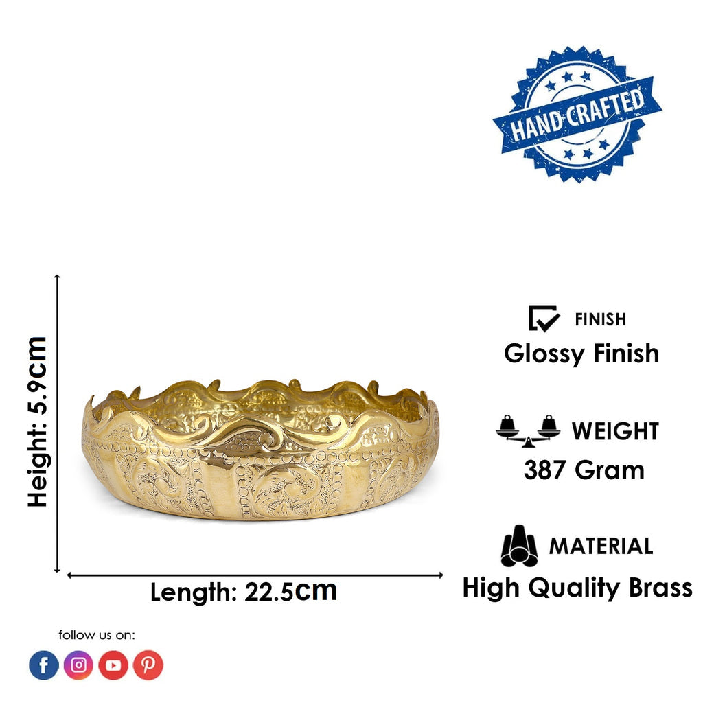 Decorative Brass Floral Desing Embossed Brass Urli|