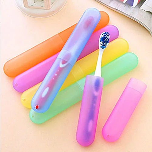 5 Pc Plastic Toothbrush Cover, Anti Bacterial Toothbrush Case Box, Portable Toothbrush Container For Travel - Springkart