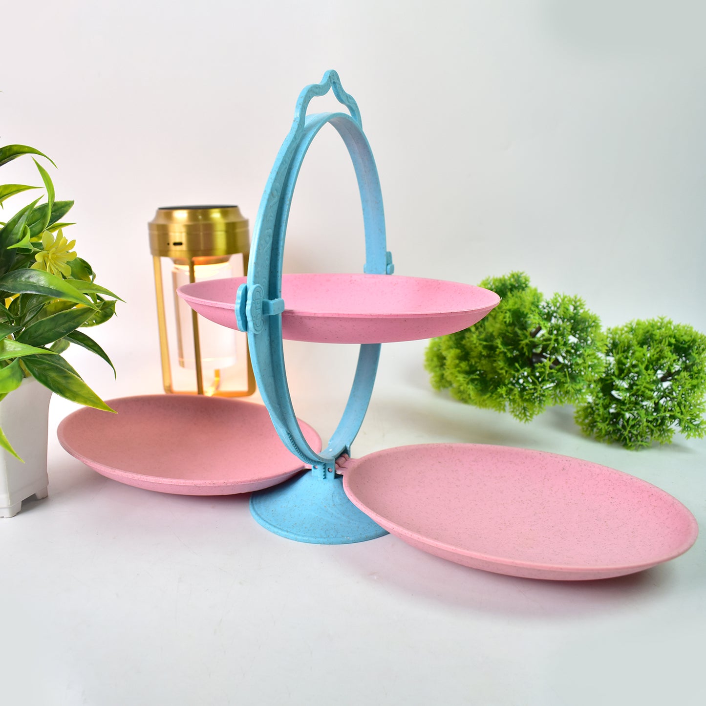 Foldable Fruit Plate Candy Dish Multi Use Mirror Shape Dried Fruit Tray (1 Set) - Springkart