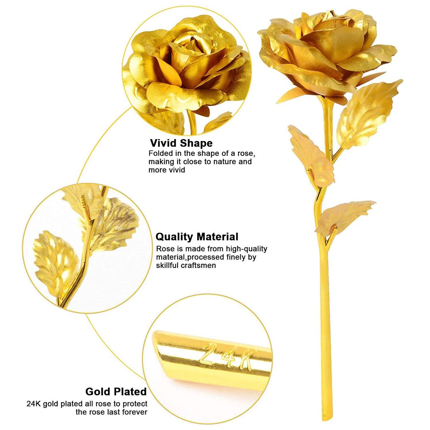 0606 Luxury Decorative Gold Plated Artificial Golden Rose With Premium Box - Springkart