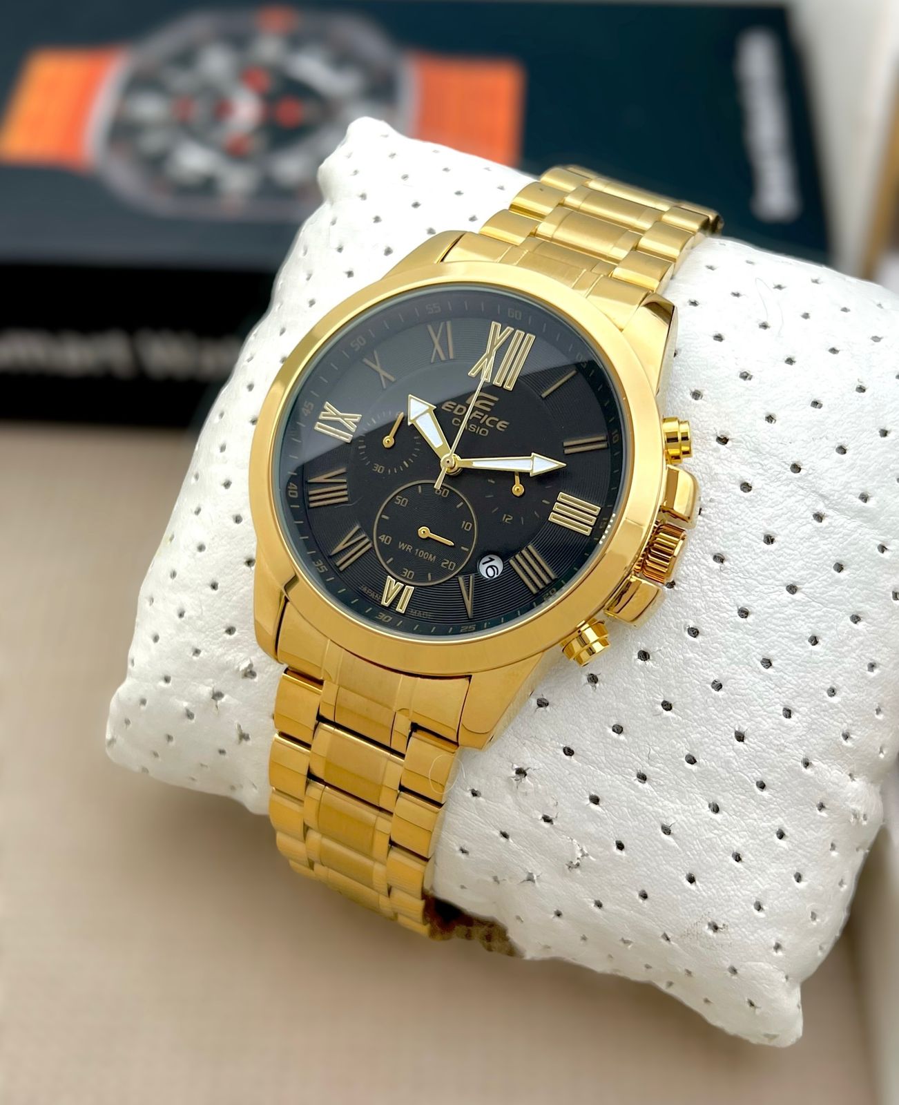 EDIFICE CASIO Silver block rose gold Stainless Steel Bracelet