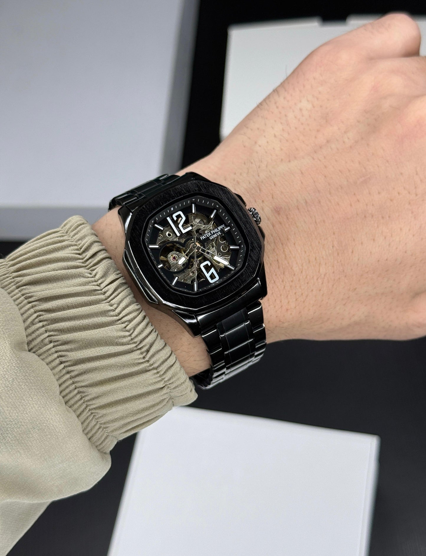 Patek philippe Mens Luxury Skeleton Automatic Mechanical Wrist Watch ⭐⭐⭐