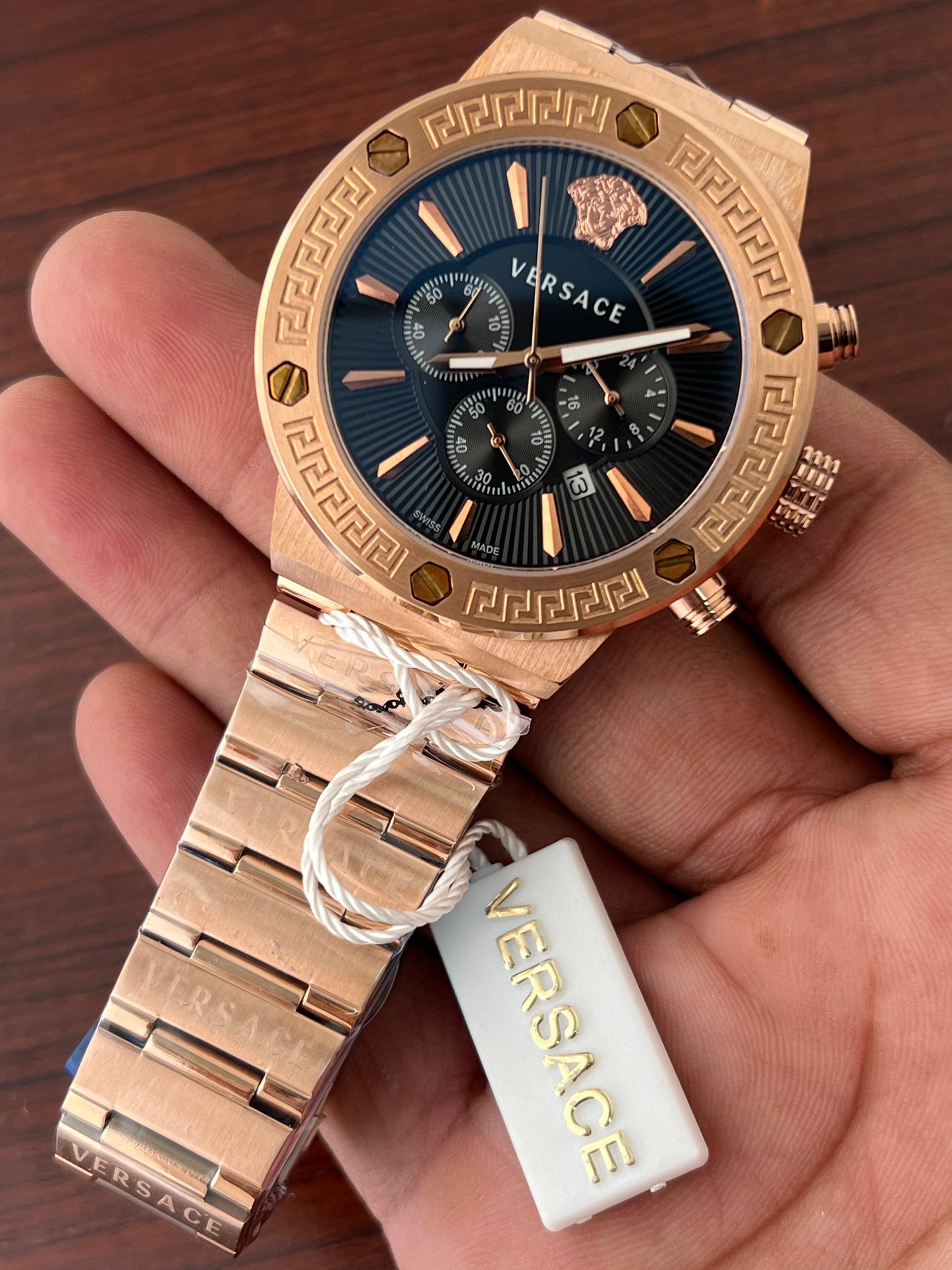 VERSACE Chronograph Rosegold & Steel Tu-ton Watche's