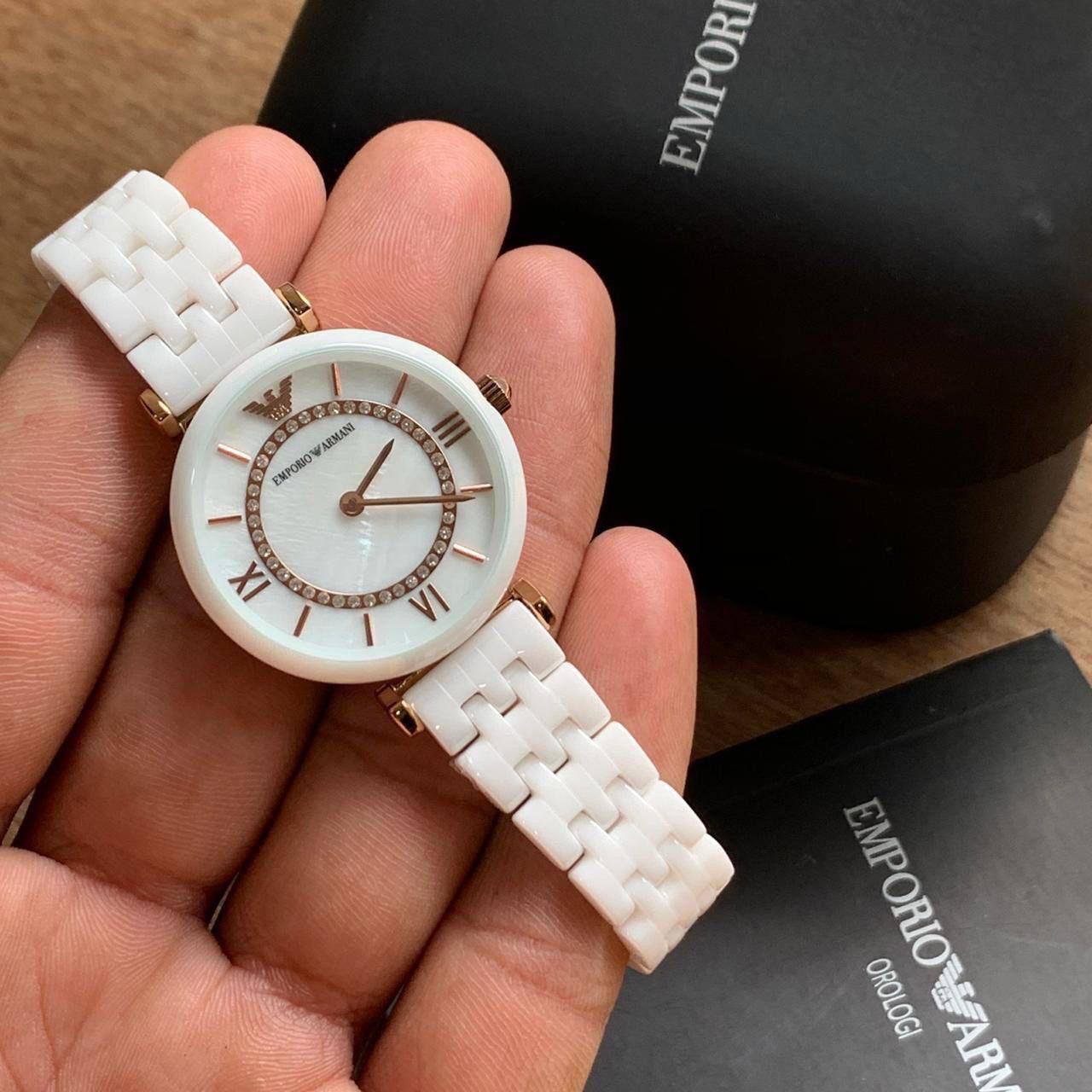 Emporio Armani Women's Ceramica Watch, Classic Black White ceramic Watch