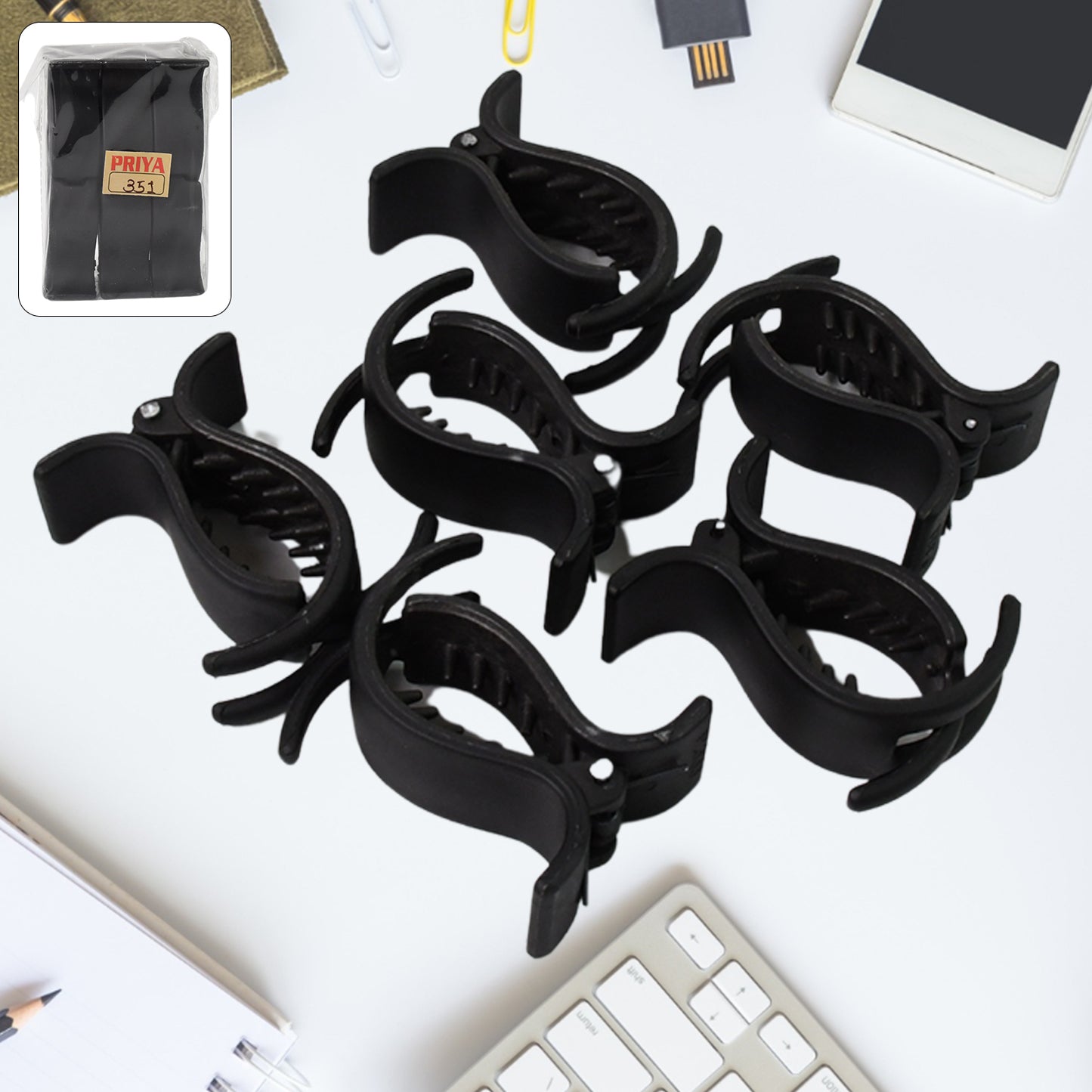 Big Hair Clips For Girls Kids Hair Accessories (6 Pcs Set Black) - Springkart