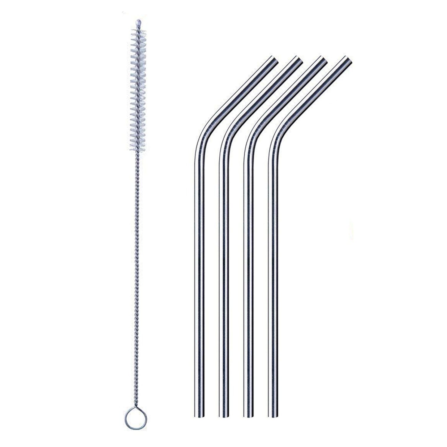 1733 Reusable Stainless Steel Drinking Straws Bent (4 Bent Straws 1 Brush) - Springkart