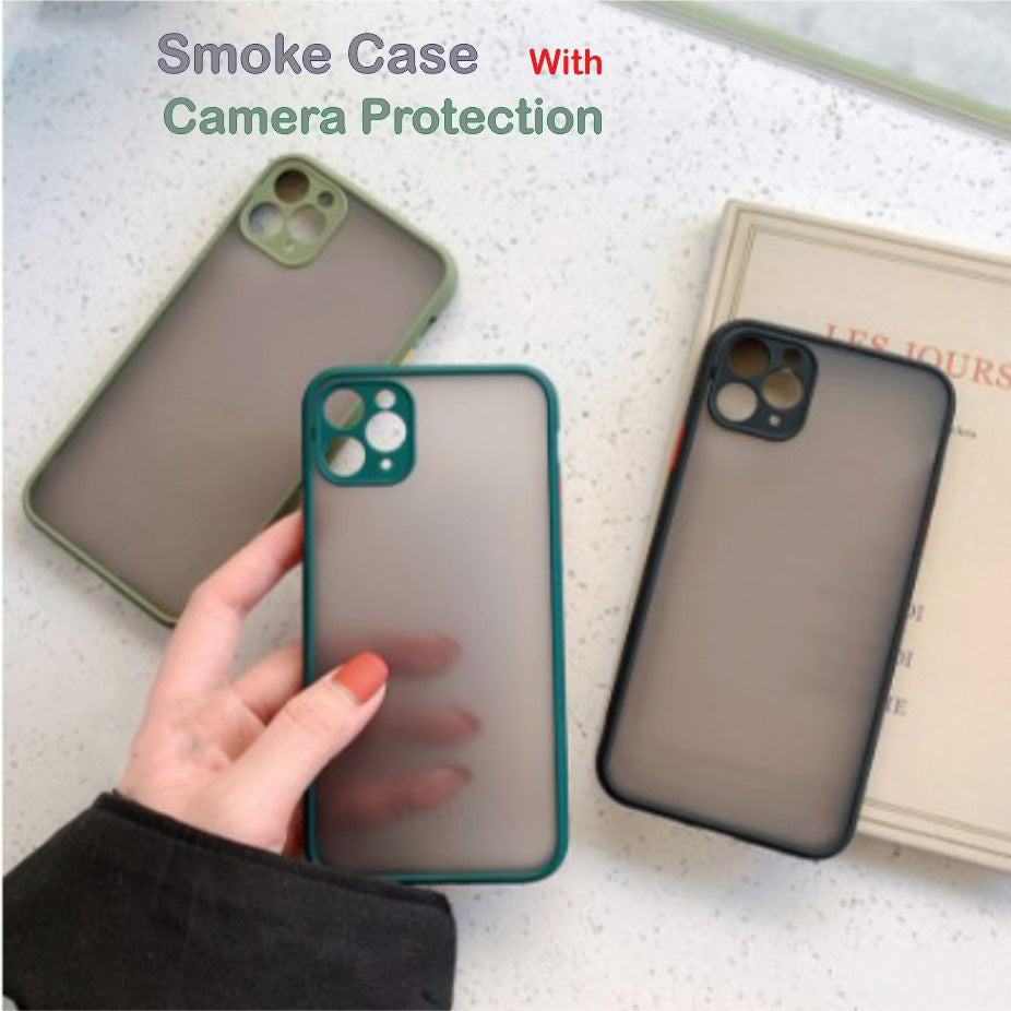 24798 Camera Lens Protector Shockproof Full Body Cover Enhanced Corner Translucent Matte Hard Back Slim Protective Phone Case Smoke Camera Protection Case Man Woman Case - Springkart