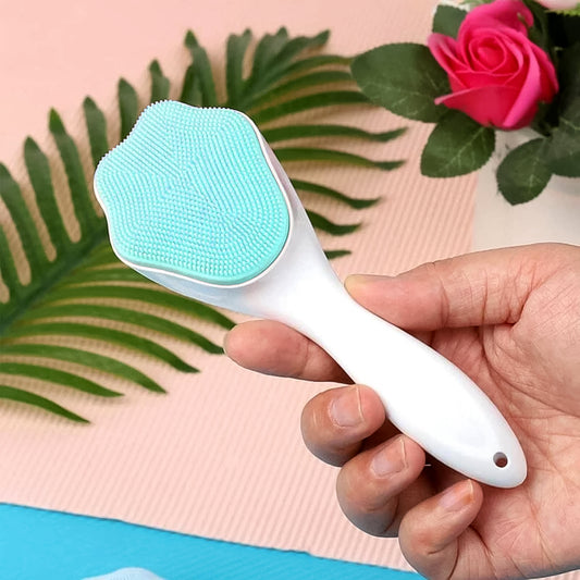 Silicone Face Scrubber Exfoliating Brush Manual Handheld Facial Cleansing Brush (1 Pc) - Springkart
