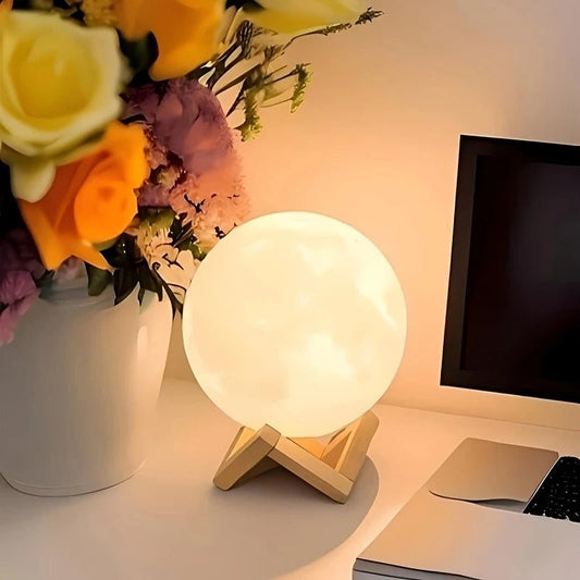 Tap-Control 3D Moon Lamp with Color-Changing Lights ā USB Rechargeable Lunar Night Light for Romantic, Kids & Ambient Lighting