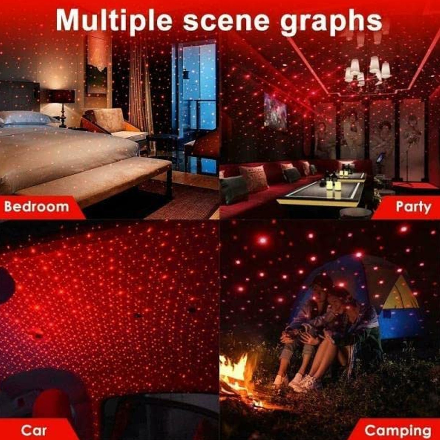 Usb Star Projector Night Light Adjustable Romantic Interior Car Lights For Bedroom Car Ceiling And Party Decoration - Springkart