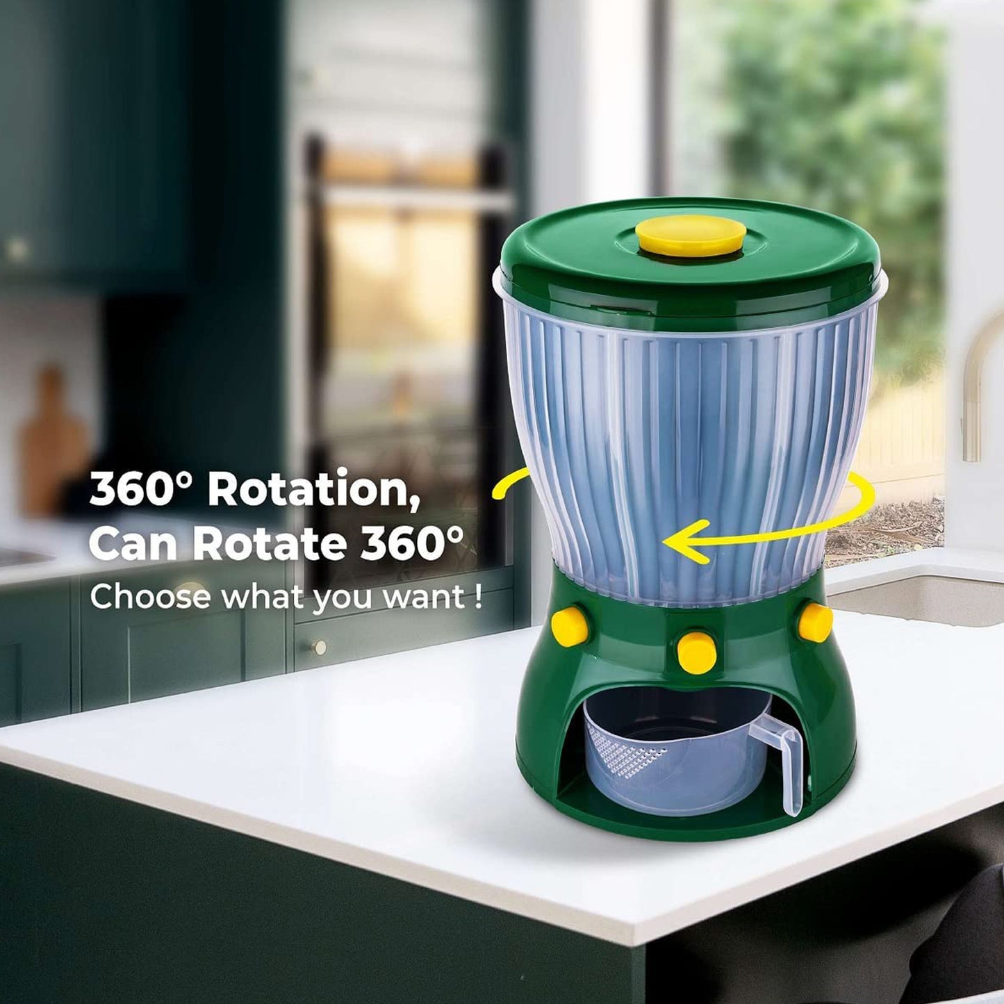 4 In 1 360 Degree Rotation Cereal Dispenser (Approx 10 Kg 1 Pc) - Springkart