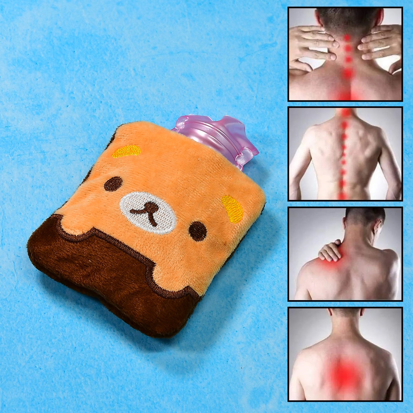 6527 Brown Panda Print Small Hot Water Bag With Cover For Pain Relief Neck Shoulder Pain And Hand Feet Warmer Menstrual Cramps. - Springkart
