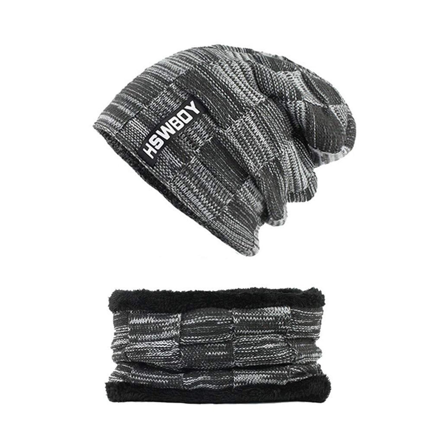6066 Ultra Soft Unisex Woollen Beanie Cap Plus Muffler Scarf - Springkart