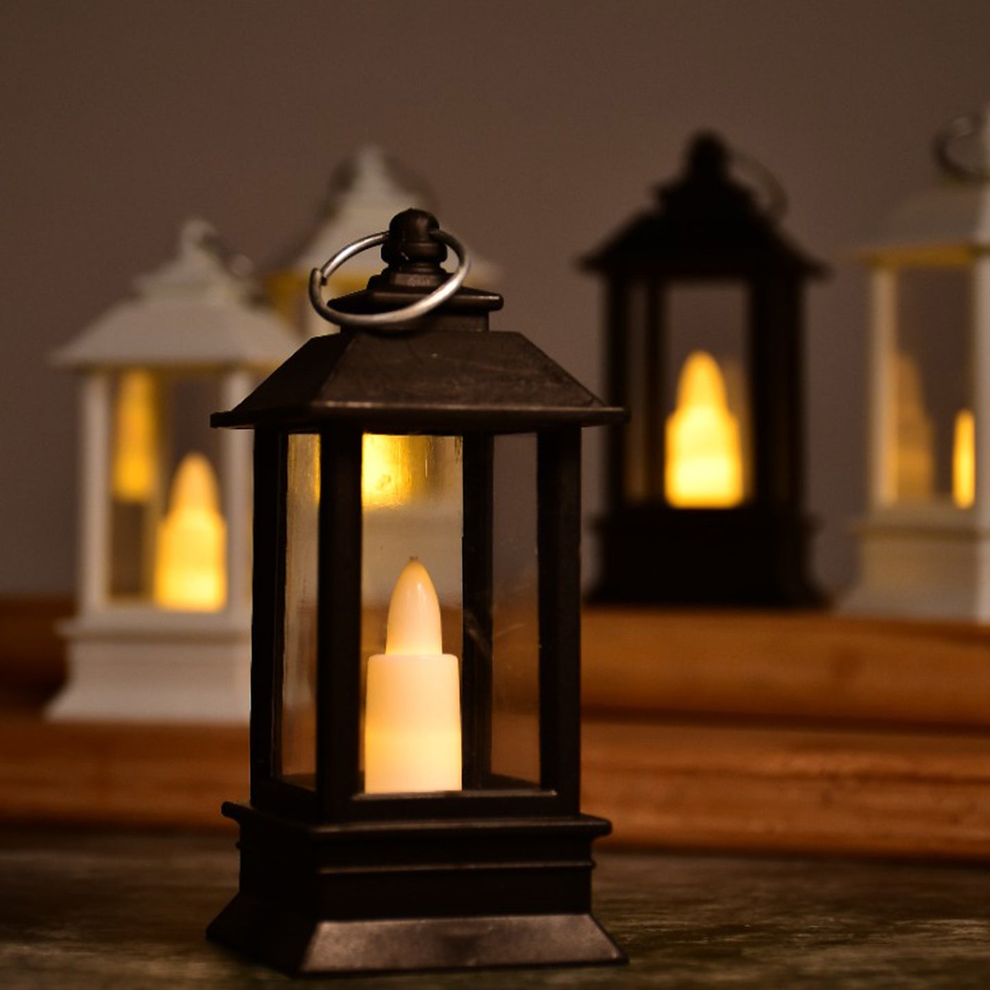 Classic Style Lantern With Artificial Rustic Battery-operated Flameless Candle Light For Home Decoration - Good For Indoor Outdoor Use (Pack Of 24)