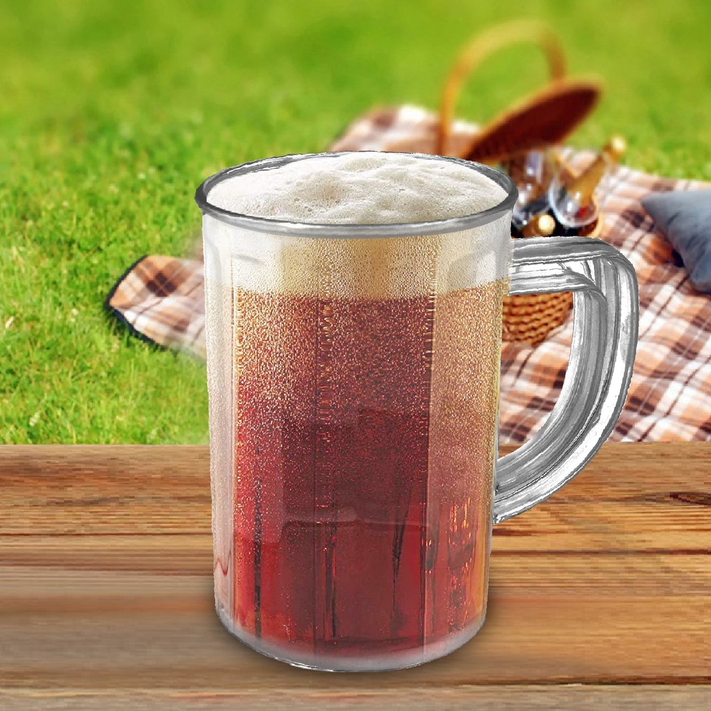 Unbreakable Drinking Plastic Type Glass Set, Beer Mug, Set of 4 PCs, Transparent - Springkart