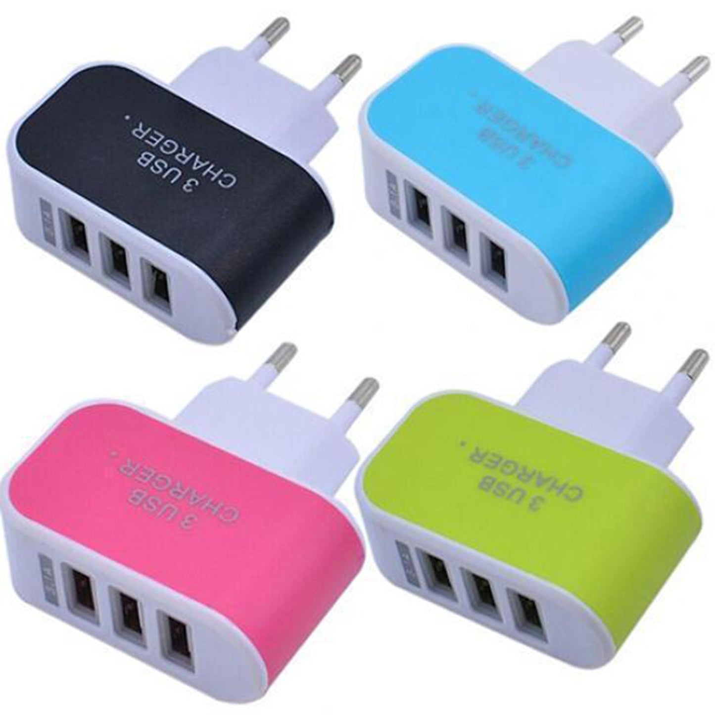 Triple USB 3 Port Wall AC Adapter Charger for Mobile Phone (1Pc Only) - Springkart