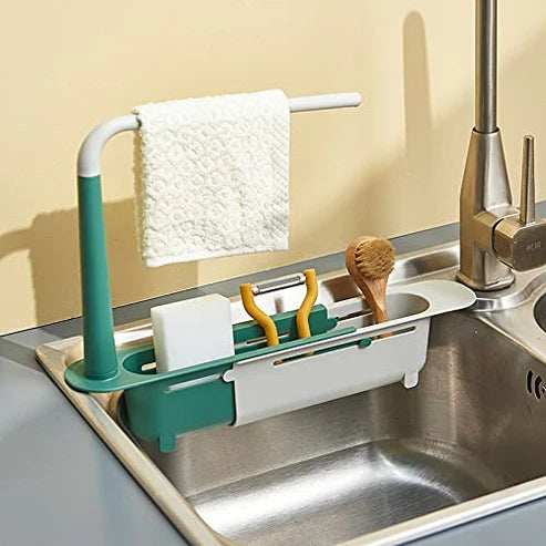 Adjustable Telescopic Sink Shelf (Random), Kitchen Sink Organizer Telescopic Sink Storage Rack - Springkart
