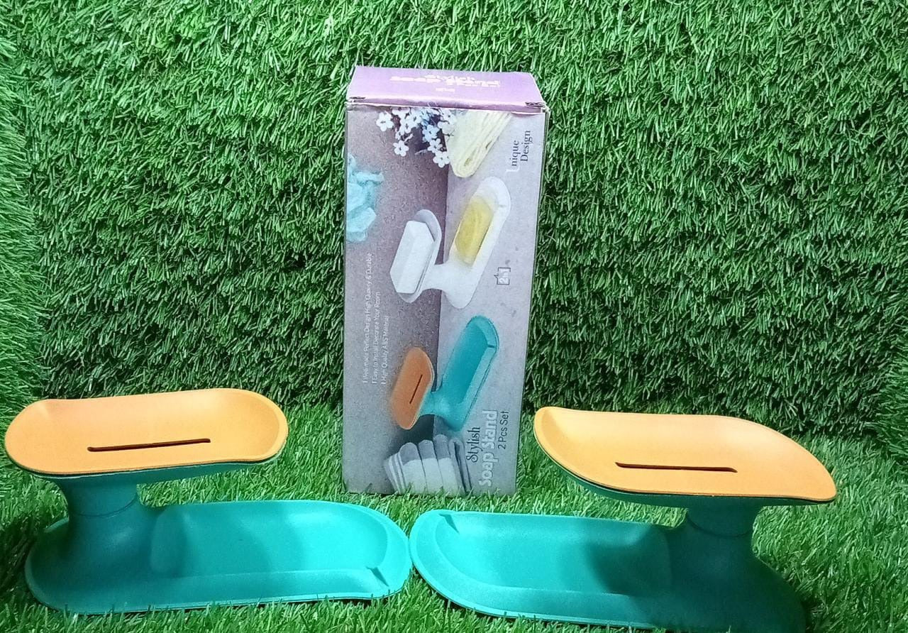 Plastic Double Layer Soap Dish Holder| Decorative Storage Holder Box for Bathroom, Kitchen, Easy Cleaning ,Soap Saver. - Springkart
