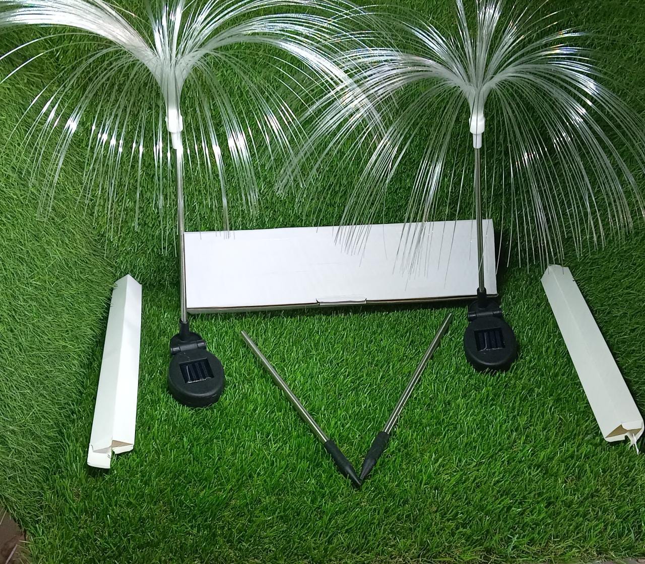 2pcs Garden Solar Outdoor Lights Decorative , 7 Colors Changing RGB Light Waterproof Flower Jellyfish Firework Decor for Garden Patio Landscape Pathway Yard Holiday Decor - Springkart