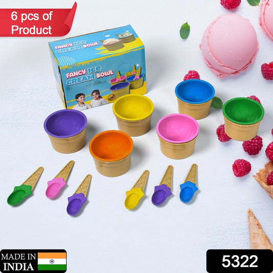 Ice-Cream Waffle Spoon Bowel Cup Set | Premium ice Cream Set | Ice-Cream Bowel with Spoon | 6 units Couple Bowl Set | Color Box - Springkart