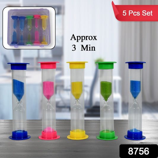 Sand Timer Plastic Hourglass, Sand Glass Toy Sand Clock for Kitchen, Office, School and Brushing Teeth for Bathroom Timer Clock Children Hourglass Sand glass Toothbrush Household Sand Clock (3 Min Approx / 5 pc) - Springkart