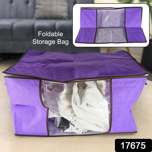 Clothing storage bag with zipper, non-woven storage bag for storing the clothes and sarees. - Springkart