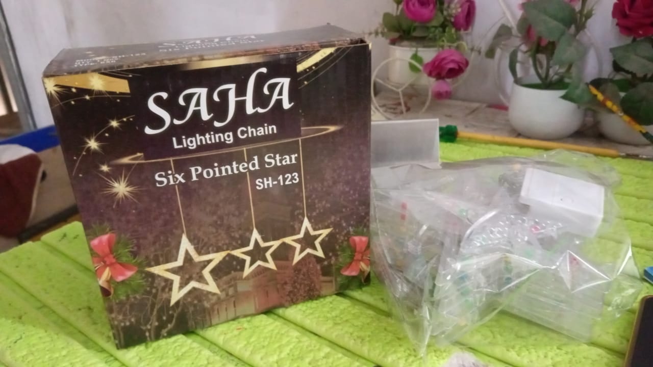 12 Stars LED Curtain String Lights with 8 Flashing Modes for Home Decoration, Diwali & Wedding LED Christmas Light Indoor and Outdoor Light ,Festival Decoration (Multicolor / With Box) - Springkart