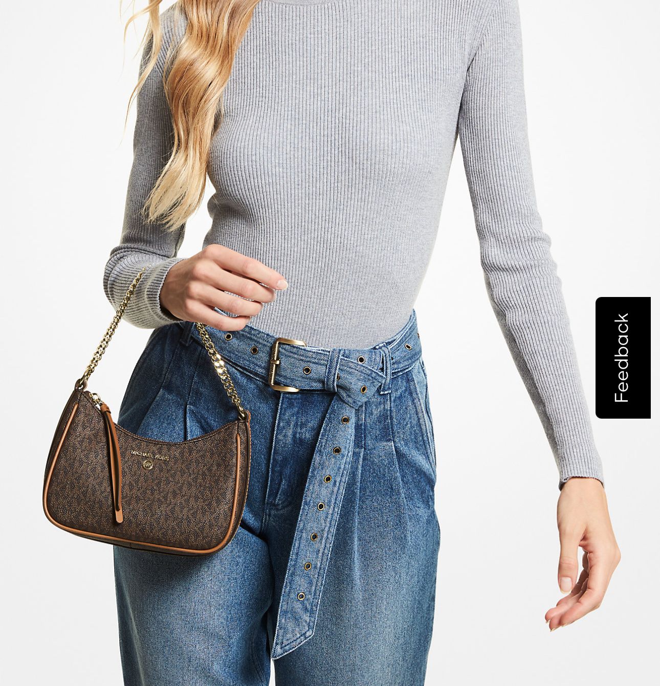 MICHAEL KORS JET SET CHARM LOGO PRINT SHOULDER BAG