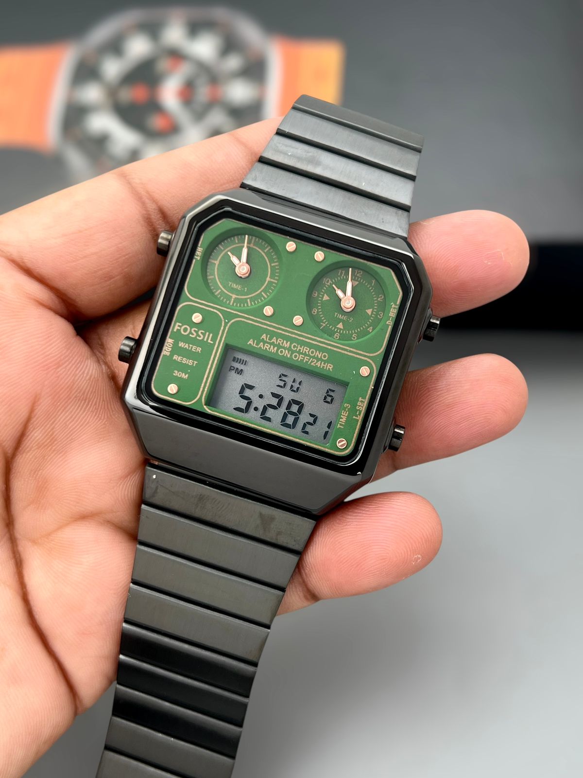 Fossil Multi-Function Retro watch (Green Dial)