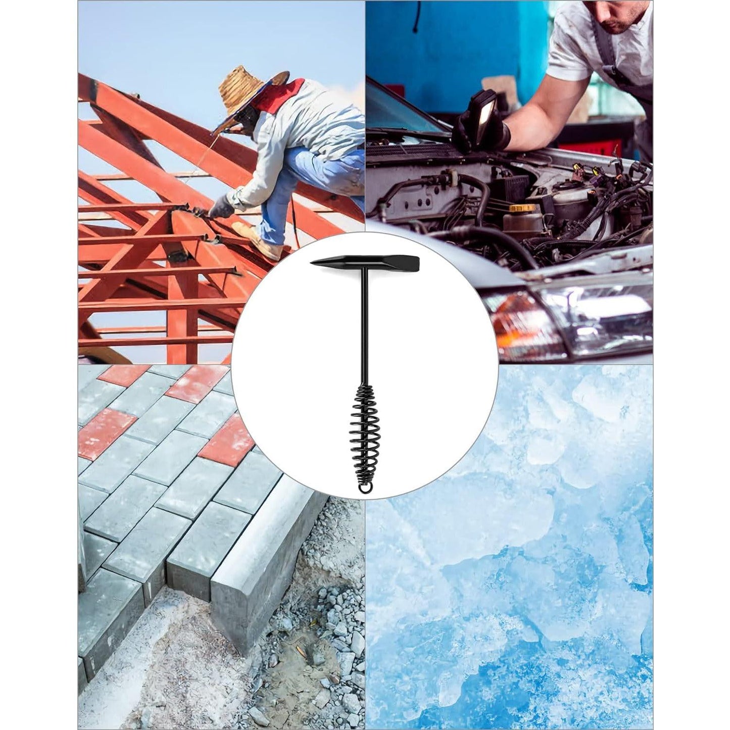 0482 Welding Slag Removal Tool Chipping Hammer With Coil Spring Handle Mufti Functional For Cleaning Removing Slag Industrial Weld Slag Spatter Removal Tool Welding Hammer For Machinery Electrician (1 Pc ) - Springkart